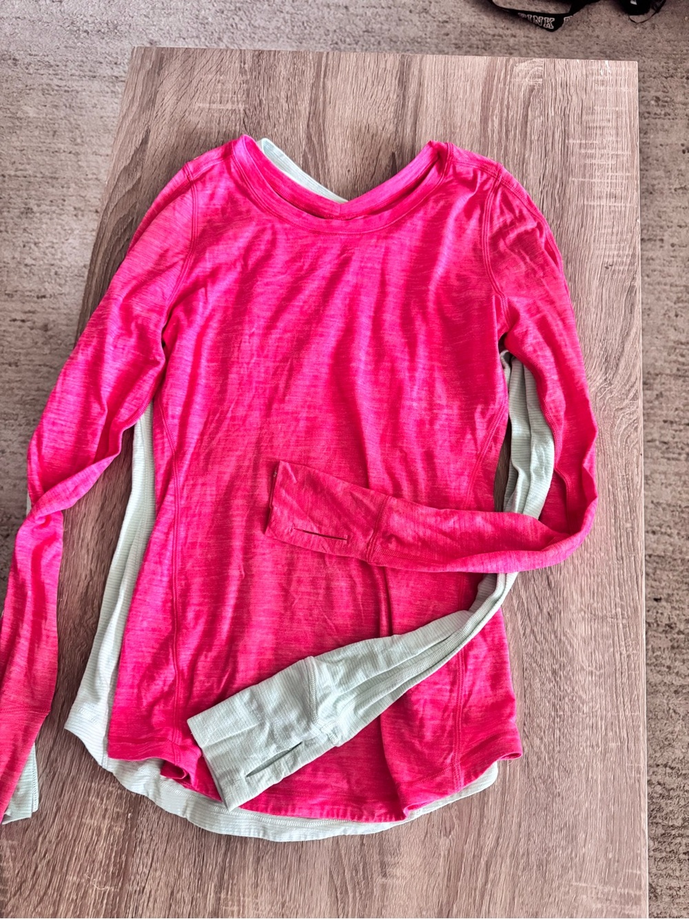 Lululemon Long-Sleeve Layered Tee - Hot Pink with Light Sage